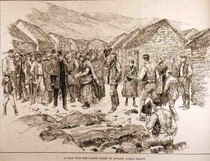 La angustia en el oeste de Irlanda: Una visita con el párroco a Dooagh, isla de Achill, de The Illustrated London News, 4 de octubre de 1886 de English School